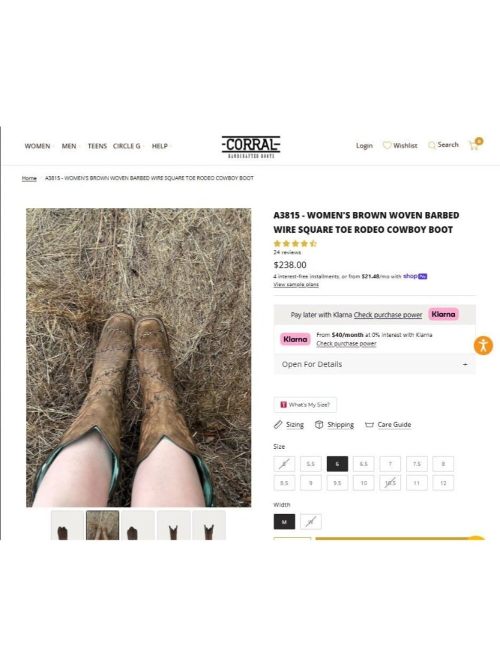 NEW Corral Barbed Wire Womens 8.5M A3815 Leather Cowboy Cowgirl Western Boots - Picture 8 of 16